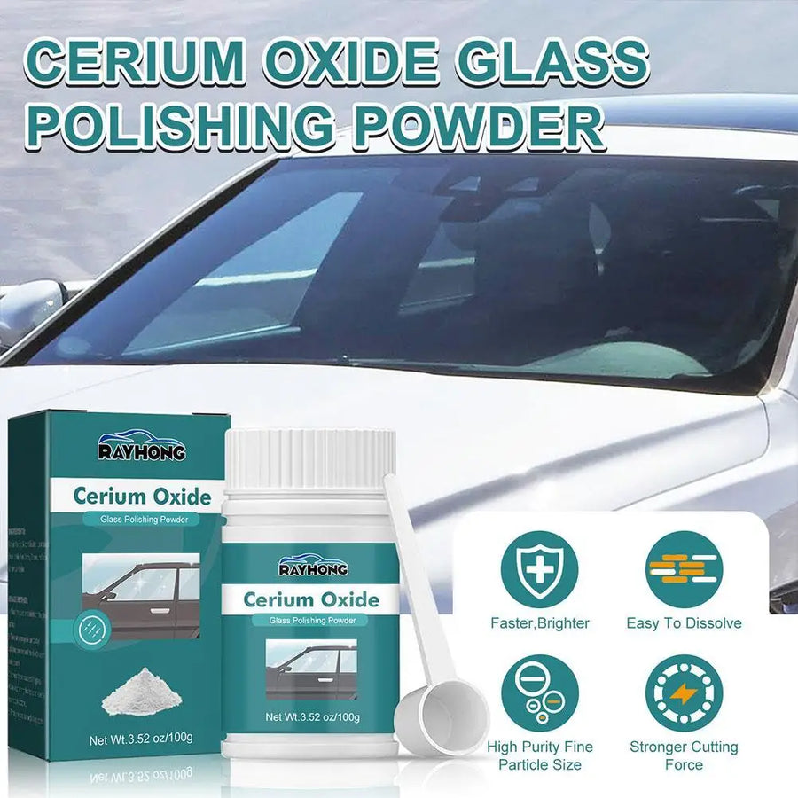 120g Cerium Oxide Glass Scratch Remover, Professional Glass Polishing Compound for Windshield, Glass Car Accessories
