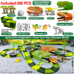 Railway Racing Track Play Set Educational DIY Bend Flexible Race Track Electronic Flash LED Light Car Dino Toys For Children