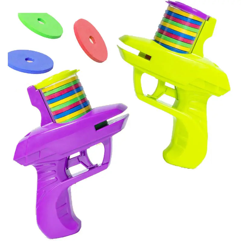 Kids Outdoor Game Foam Disc Gun Toy Flying Disc Shooting Launcher Gun Double Parent-child Interactive Children Toy