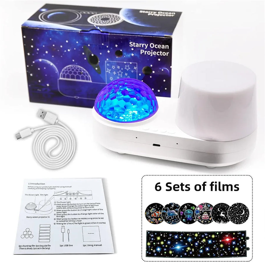 Star Projector 6 OceanWave Patterns Water Light Projector For Bedroom Home  Nebula starry light Wedding Christmas Decor lights
