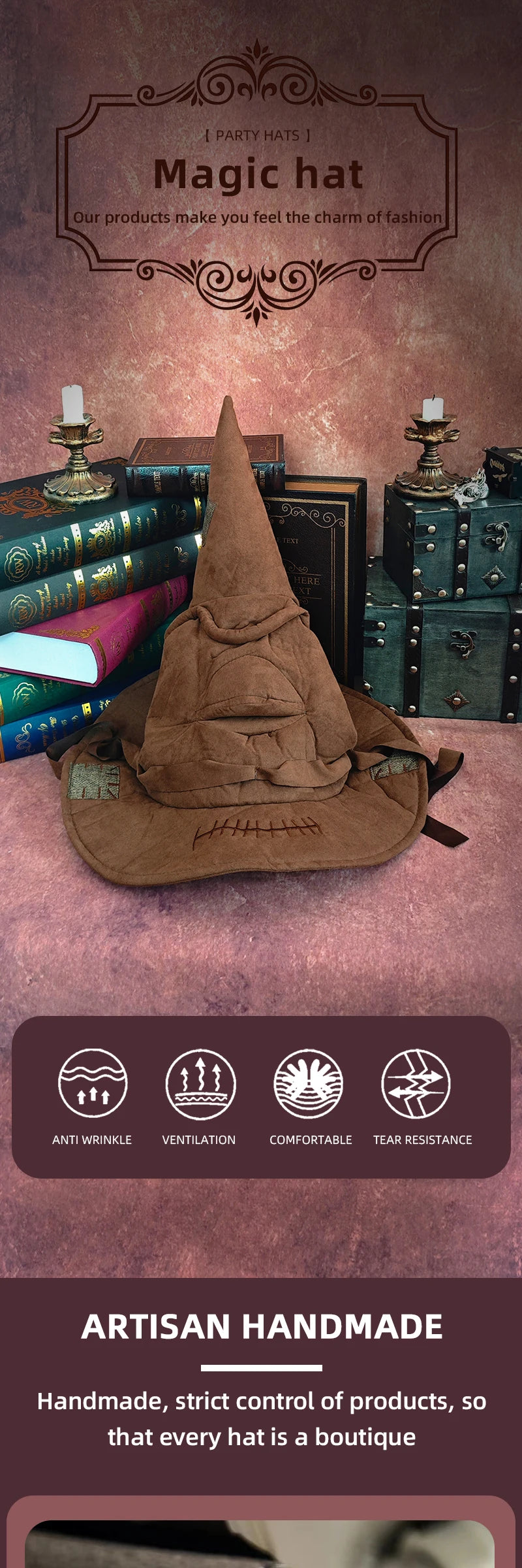 Halloween Witch Hat Cosplay Costume Hat Props Anime Game Film and Television Surrounding Branch School Magic Tree Hat