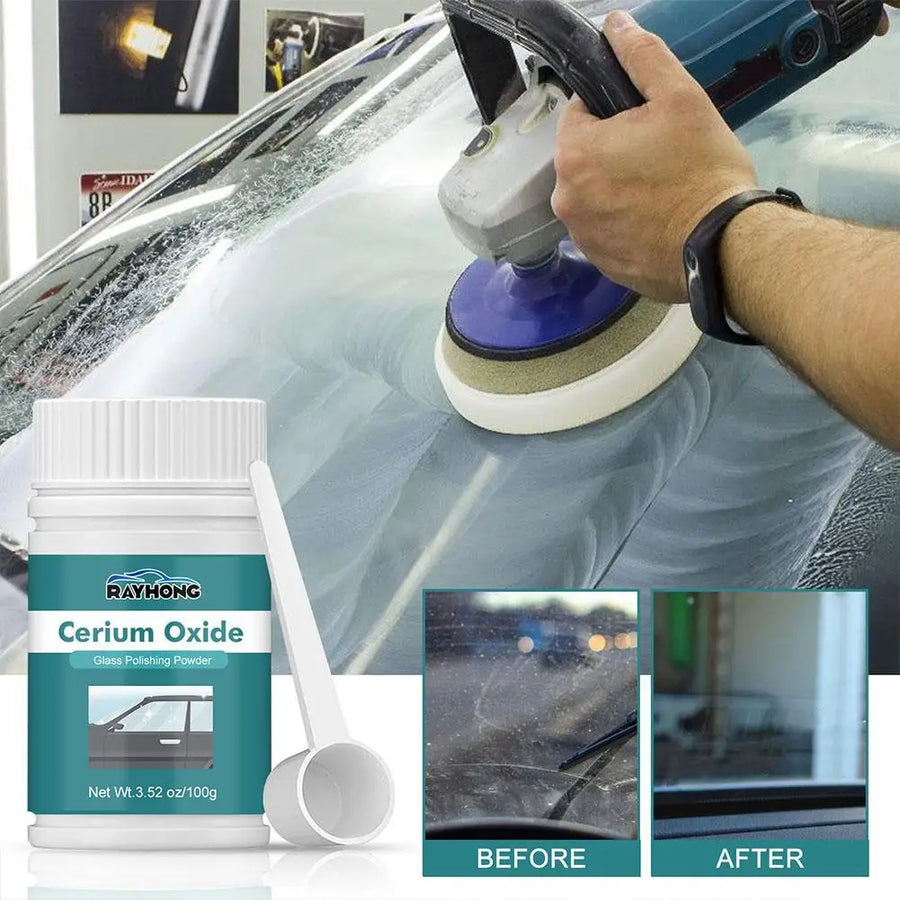 120g Cerium Oxide Glass Scratch Remover, Professional Glass Polishing Compound for Windshield, Glass Car Accessories
