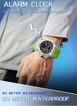 SANDA New 6198 Electronic Watch Fashion Trend Dual Screen Multi functional Outdoor Sports Waterproof Men's Watch