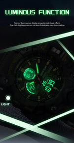 SANDA New 6198 Electronic Watch Fashion Trend Dual Screen Multi functional Outdoor Sports Waterproof Men's Watch