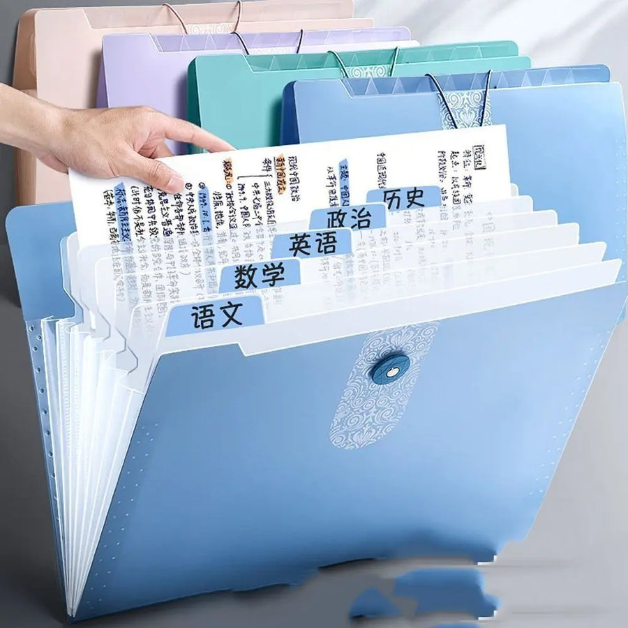 A4 Organ File Folder 8 Grids Document Organizer Paper Documents Folder Office School Supplies Large Capacity Expanding File Bag