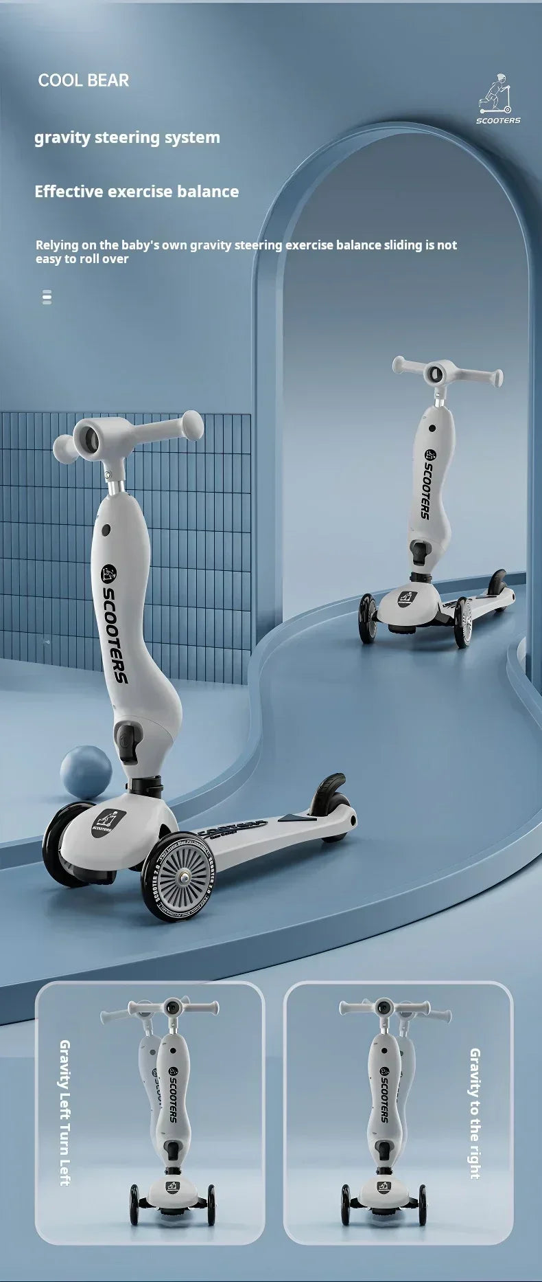 Scooter Voor Kinderen Vouwen 3 Wiel Skateboard Driewieler Baby Draagbare Kinderwagen Hoverboard Speelt Muziek Balans Multimodaal