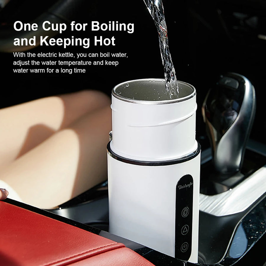 420ml Portable Car Heating Cup Electric Kettle 304 LED Smart Temperature Control Warmer Stirring Cup Heating Bottle Mixing Cup