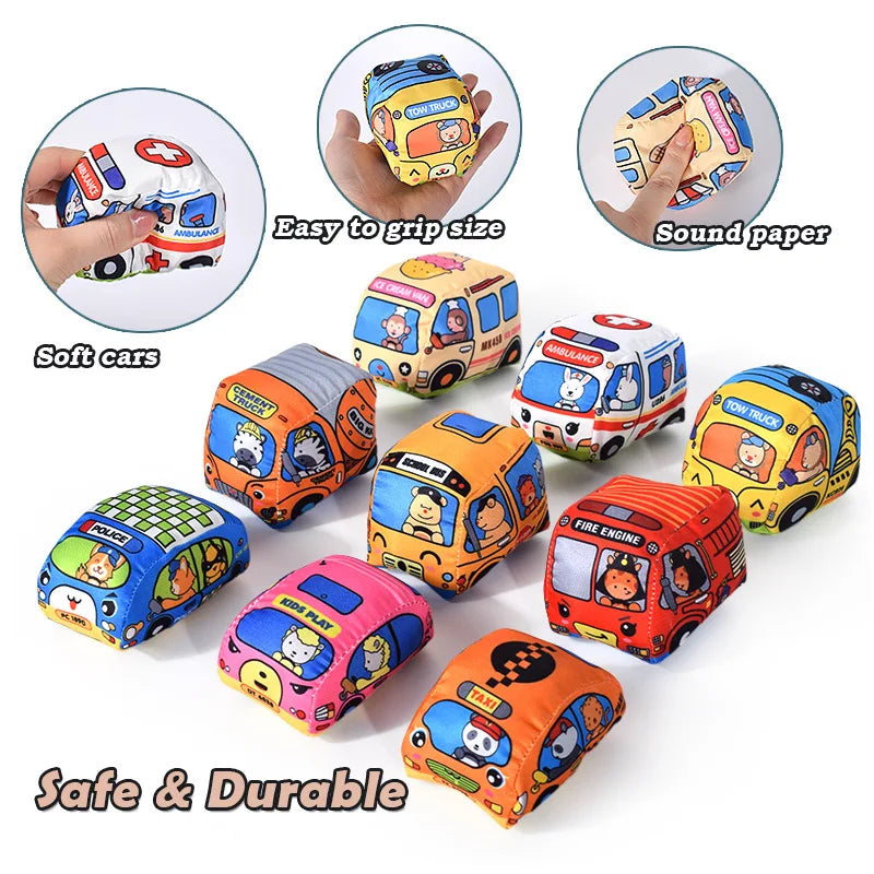Soft Fabric Car Toy for Babies - Tear-Resistant Cloth Book with Storage Bag and Play Mat, Early Learning Travel Sensory Toy Gift