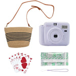 Portable Instant Camera Striped Woven Bag And Photo Paper Set With Five Shooting Modes Suitable for Beginners When Taking Photos