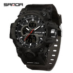 SANDA New 6198 Electronic Watch Fashion Trend Dual Screen Multi functional Outdoor Sports Waterproof Men's Watch