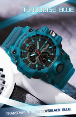 SANDA New 6198 Electronic Watch Fashion Trend Dual Screen Multi functional Outdoor Sports Waterproof Men's Watch