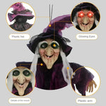 Halloween Life Size Talking Witch Outdoor Purple Spooky Animatronic Witch Decor Prop Halloween Decoration Red Eye Animated Witch