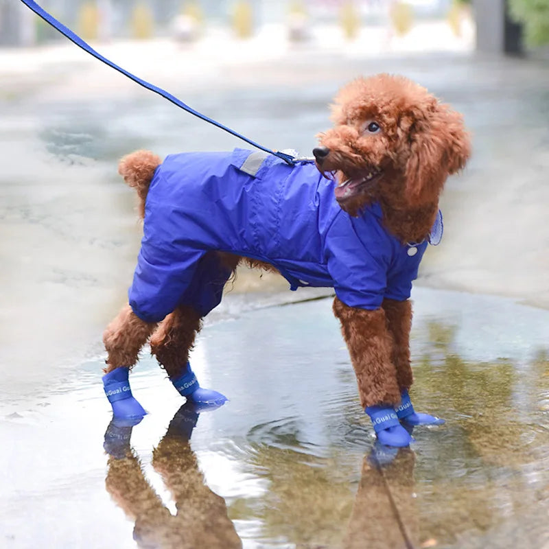 4Pcs Pet WaterProof Rainshoe Anti-slip Rubber Boot For Small Medium Large Dogs Cats Outdoor Shoe Dog Ankle Boots Pet Accessories