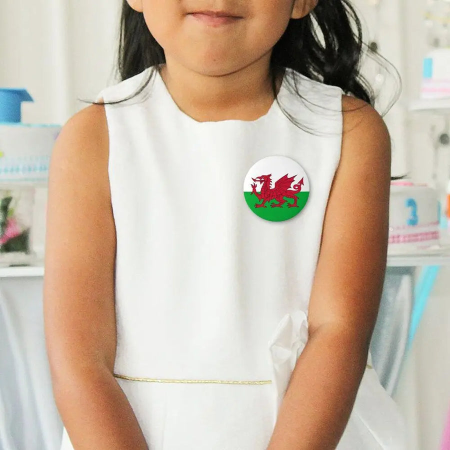 Flag Of Wales Pin Back Buttons for Bags Customizable Welsh Dragon Badges Brooches Pinback