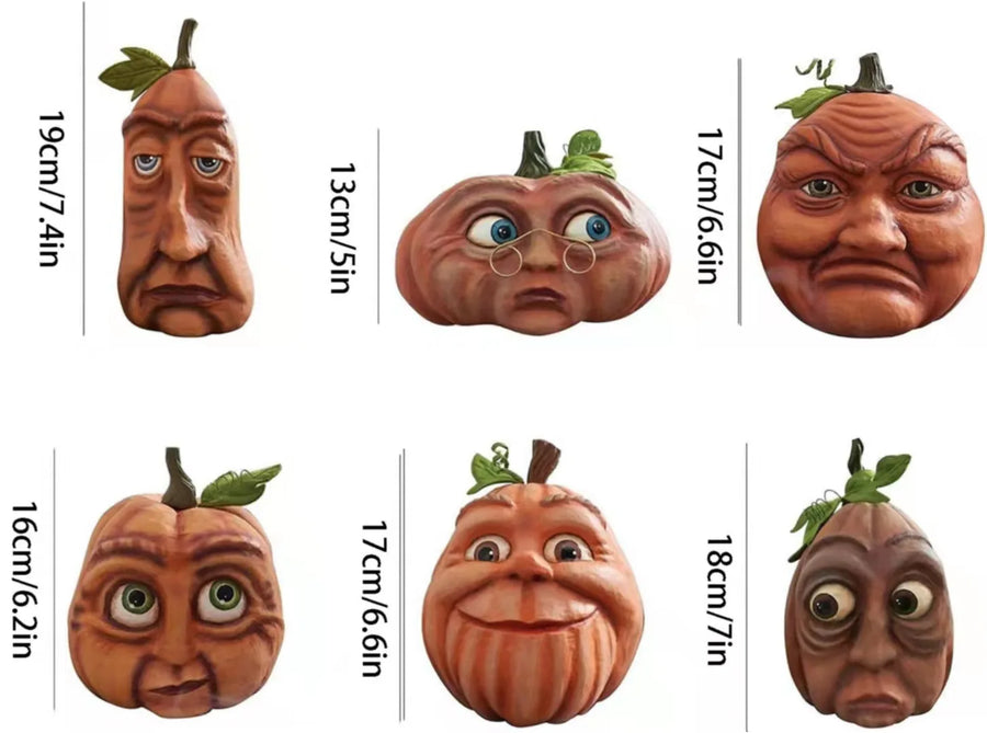 Home Halloween Atmosphere Fun Pumpkin Outdoor Decoration Ghost Party Pumpkin Six Monsters Resin Crafts Ugly Cute Ornaments New