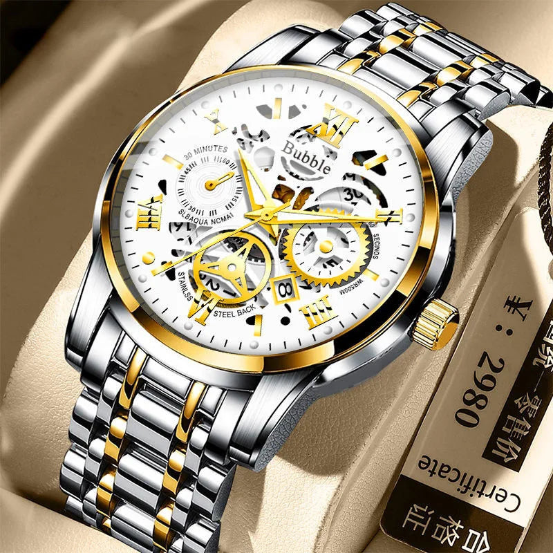 Watch For Men Trendy High end Light Luxury Versatile Quartz Watches Glow Waterproof Roman Hollow Male's Clock Watch UTHAI L93