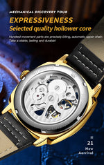 OLEVS 6651 Top Brand Men Watches Fashion Dress Automatic Mechanical Wristwatch Wateproof Luminous Hollow Flywheel Watch for man