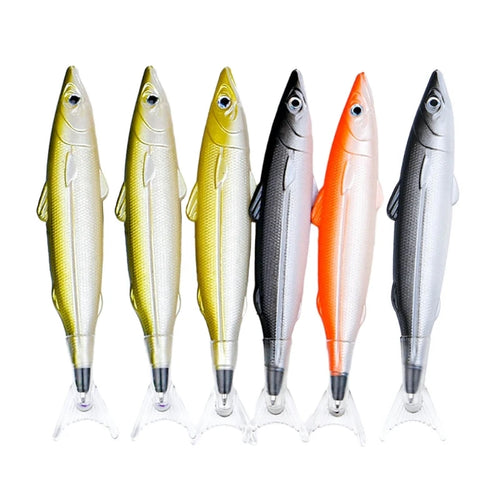 Pack of 6 Fish Pen Ballpoint Pens Novelty Fishing Pen 0.5mm Decor Party Dropsale