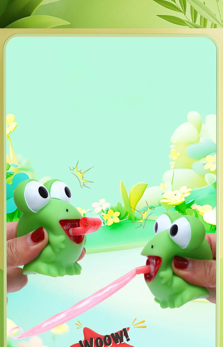Pinch Frog Dinosaur Sticking Tongue Out Toys Funny Sensory Stress Relief Fidget Toys Cat Toys School Gifts for Kids Children