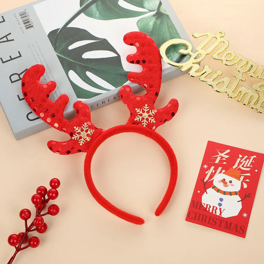 Christmas Headbands for Adults Children Deer Antlers Elk Hair Accessories Festive Atmosphere Party Decorations Props Headbands