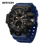 SANDA New 6198 Electronic Watch Fashion Trend Dual Screen Multi functional Outdoor Sports Waterproof Men's Watch