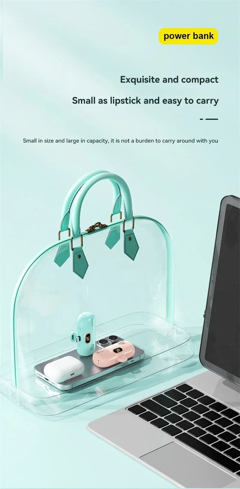Mini Portable Power Bank 30000mah Capsule Mobile Power Supply Emergency External Battery Fast Charger For Type-c Iphone 2025 New