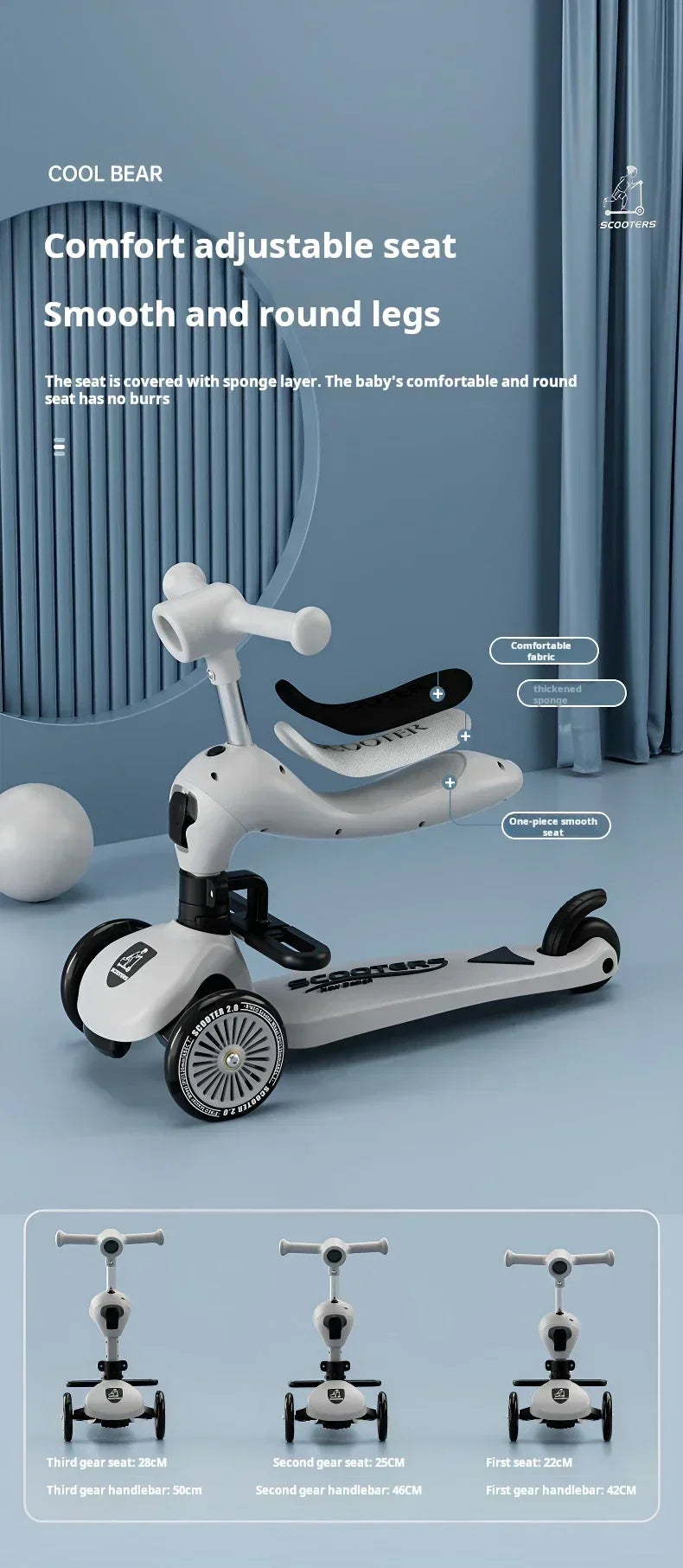 Scooter Voor Kinderen Vouwen 3 Wiel Skateboard Driewieler Baby Draagbare Kinderwagen Hoverboard Speelt Muziek Balans Multimodaal
