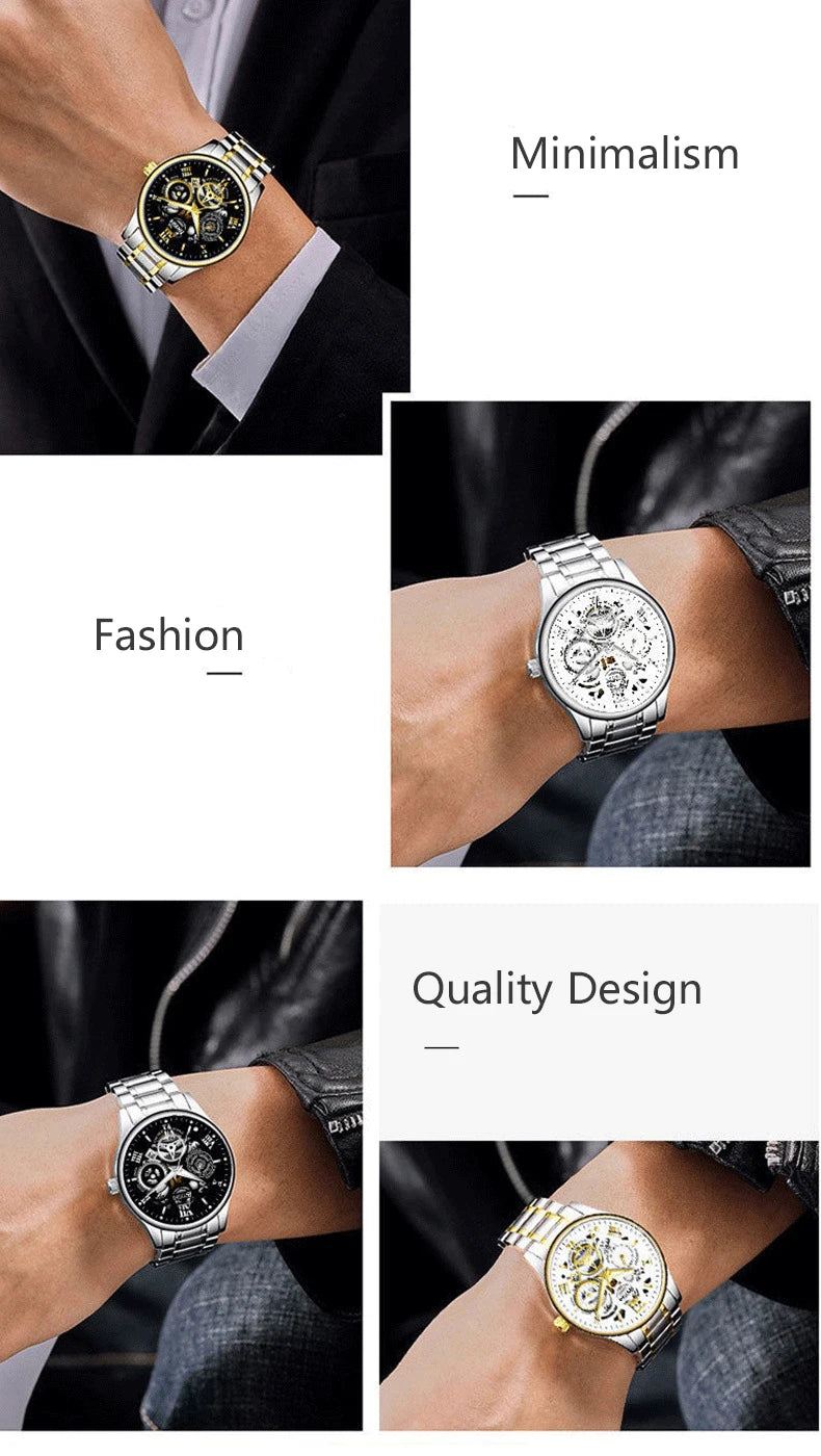 Watch For Men Trendy High end Light Luxury Versatile Quartz Watches Glow Waterproof Roman Hollow Male's Clock Watch UTHAI L93