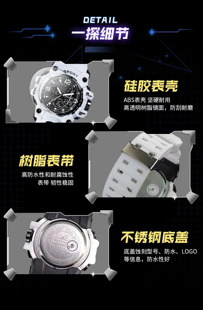 Men's Junior High School Student Fashion Trend Black Technology Sports Glow Men's Electronic Watch