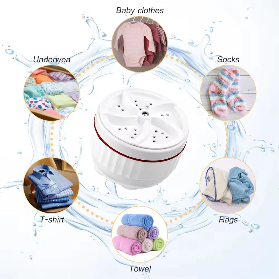 Portable Mini Washing Machine Ultrasonic Turbo Portable Washer with USB for Home Travel  Washing Machine Clean Socks and Dishes