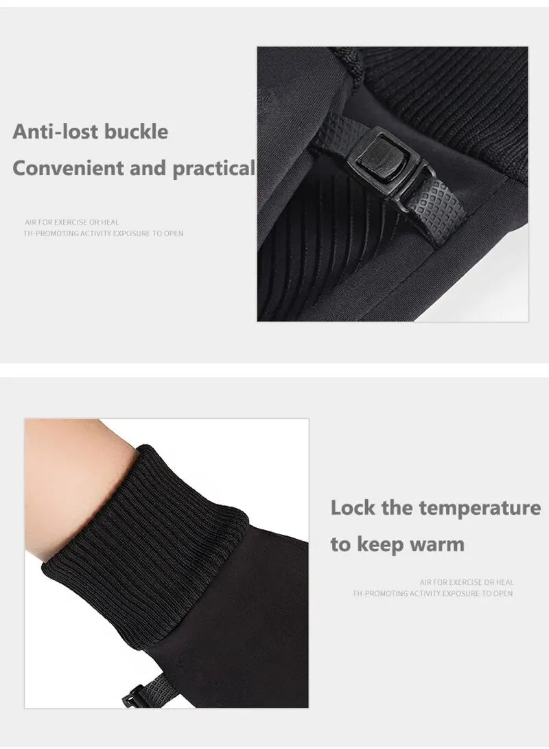Winter Warm Full Fingers Waterproof Wind proof Cycling Outdoor Sports Running Motorcycle Ski Touch Screen Fleece Gloves