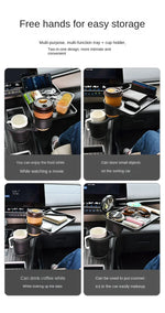 Car Cup Holder Expander Multi-Function Drink Holder with Food Table 360-Degree Adjustable Base Tray for Snack