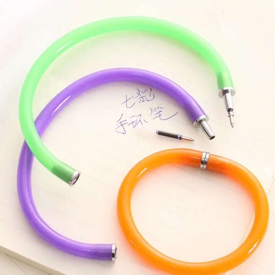 1PC Random Color Creative Bangle Bracelet Bending Circle Ballpoint Pen Wristband Gel Pen Student Gift Stationery Writing Tools