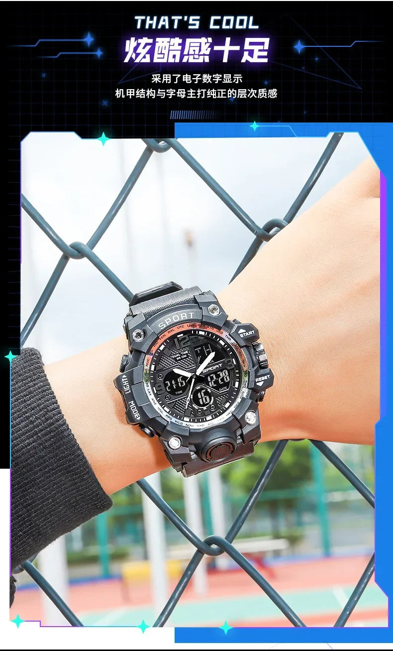 Men's Junior High School Student Fashion Trend Black Technology Sports Glow Men's Electronic Watch