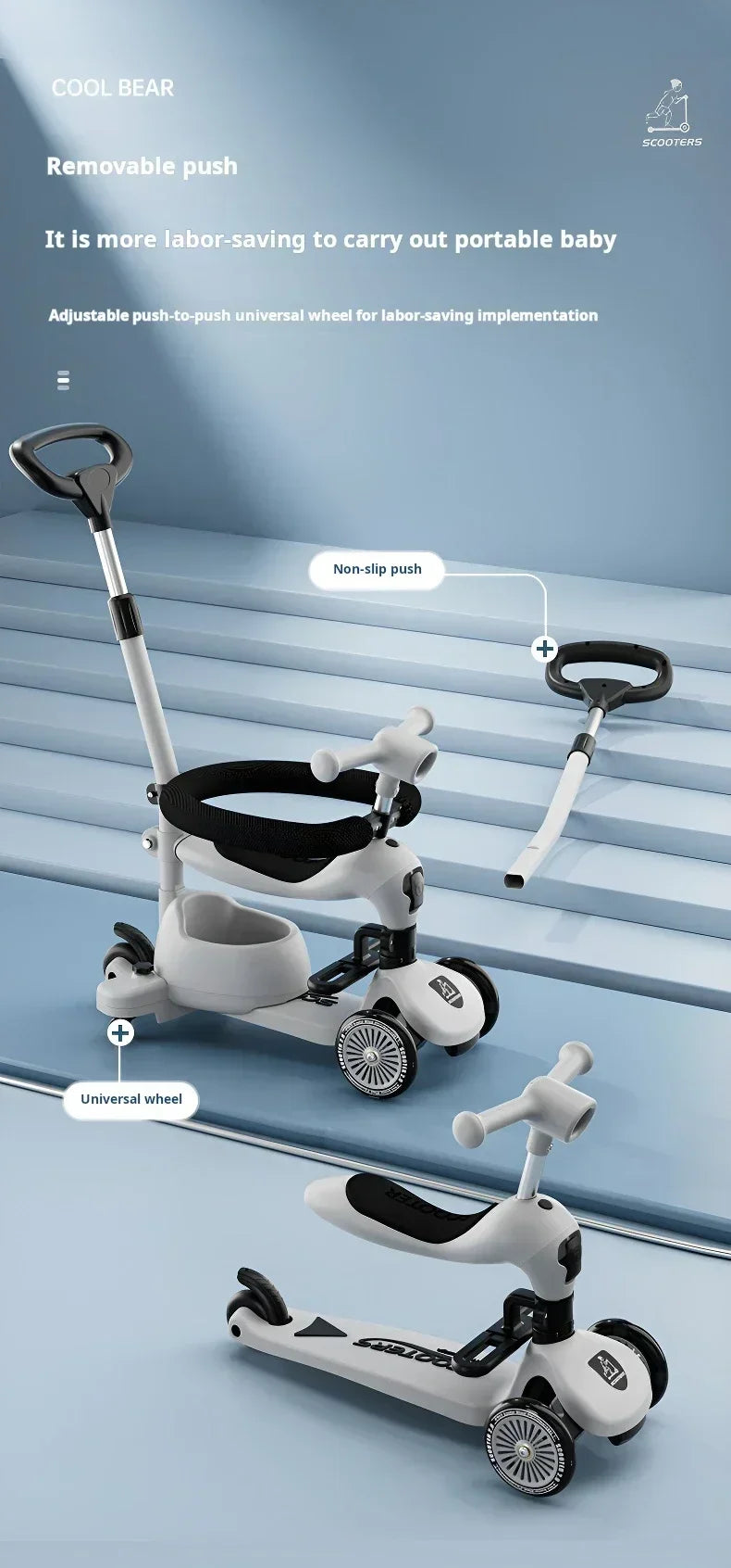 Scooter Voor Kinderen Vouwen 3 Wiel Skateboard Driewieler Baby Draagbare Kinderwagen Hoverboard Speelt Muziek Balans Multimodaal