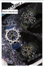 SANDA New 6198 Electronic Watch Fashion Trend Dual Screen Multi functional Outdoor Sports Waterproof Men's Watch