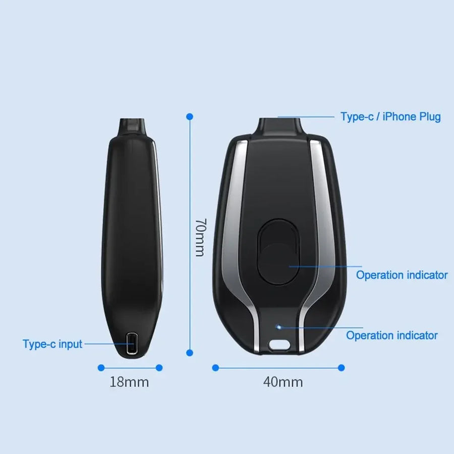 Mini Keychain Portable Charger 1500mAh Power Bank Ultra-Compact Battery Pack for Android IPhone Micro External Battery