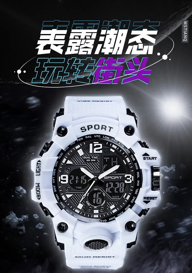 Men's Junior High School Student Fashion Trend Black Technology Sports Glow Men's Electronic Watch