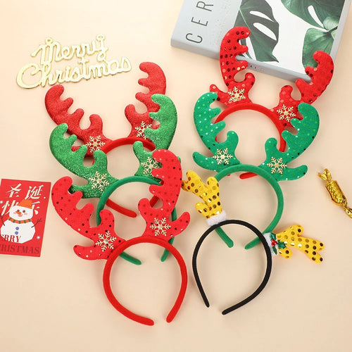 Christmas Headbands for Adults Children Deer Antlers Elk Hair Accessories Festive Atmosphere Party Decorations Props Headbands