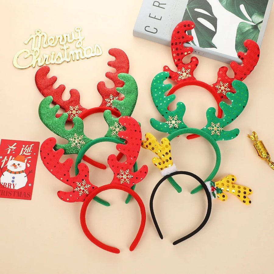 Christmas Headbands for Adults Children Deer Antlers Elk Hair Accessories Festive Atmosphere Party Decorations Props Headbands