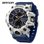 SANDA New 6198 Electronic Watch Fashion Trend Dual Screen Multi functional Outdoor Sports Waterproof Men's Watch