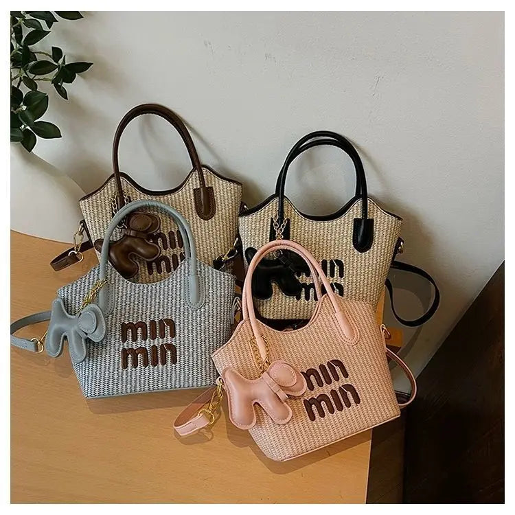 2025 New Designers' Bags - Popular Knitted Bags for Ladies, Casual and Versatile Beach Carry-Along Handbags and Tote Bags