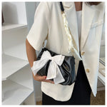 Lovely Bow Handbags for Girls Ladies Fashion Pleated Shoulder Bags for Women Simple Design Female Underarm Bag Casual Tote Purse