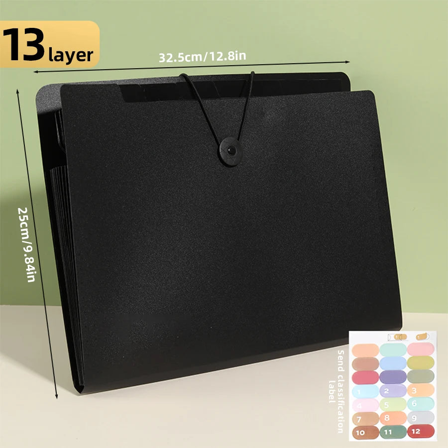 Three Colors Horizontal A4 Folder Students Office Business Trip Multi-layer Large Capacity 5/8/13 Layers Storage Organ Bag