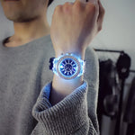 led Flash Luminous Watch Personality trends students lovers jellies woman men's watches 7 color light WristWatch bayan kol saati