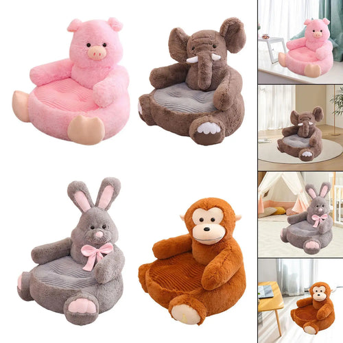 Children Sofa Seat Cartoon Lazy Sofa Decoration Animal Shaped Seat Cushion Plush Support Seat for Play Room Bedroom Living Room