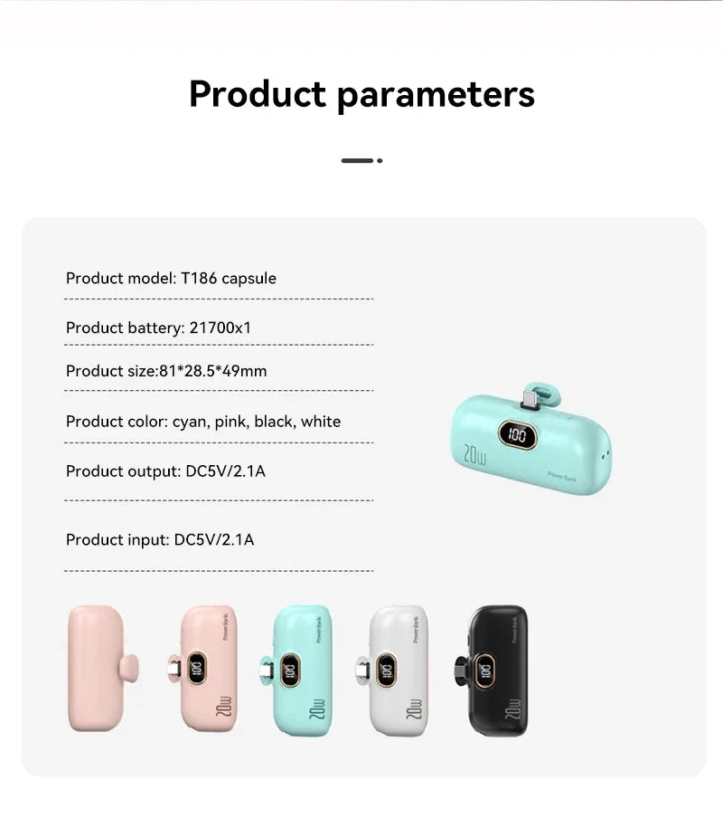 Mini Portable Power Bank 30000mah Capsule Mobile Power Supply Emergency External Battery Fast Charger For Type-c Iphone 2025