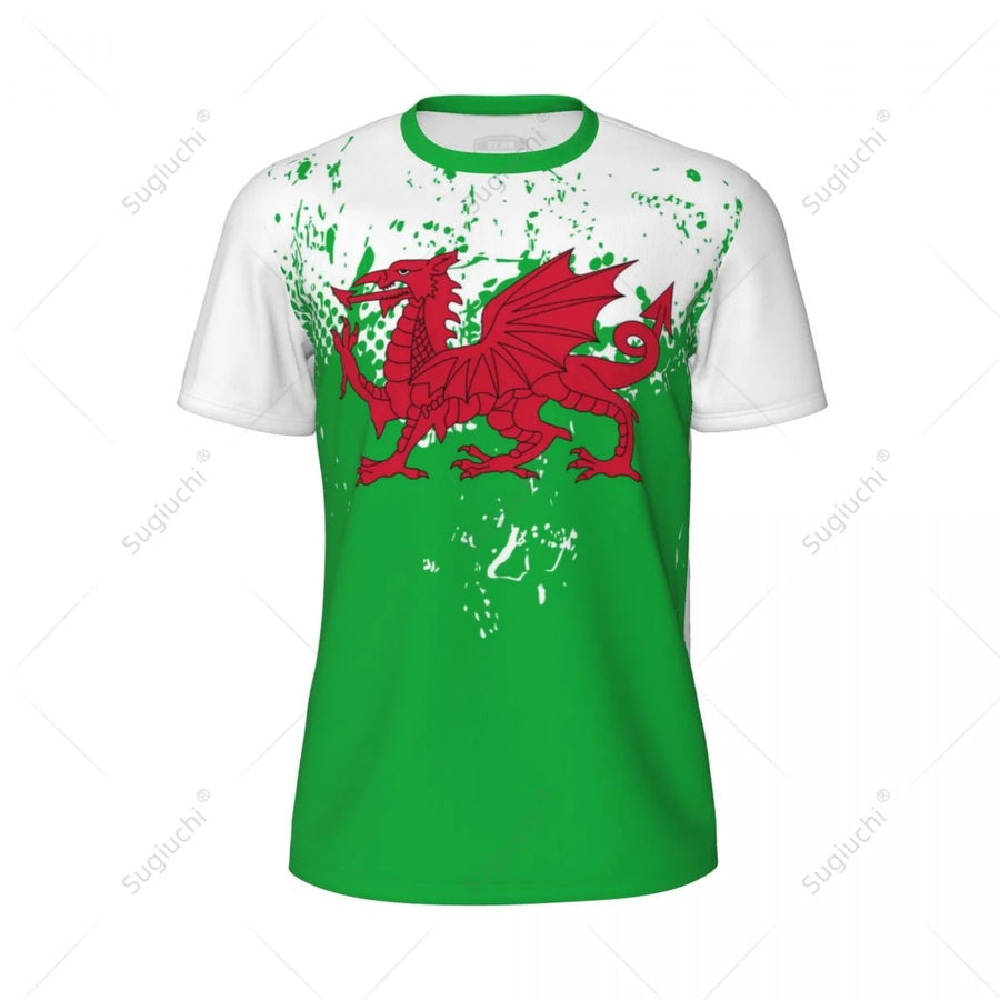 Exclusive design Wales Flag Grain 3D Printed Men For Running Bike Soccer Tennis Fitness Sports tshirt Mesh Fans Short T-shirt