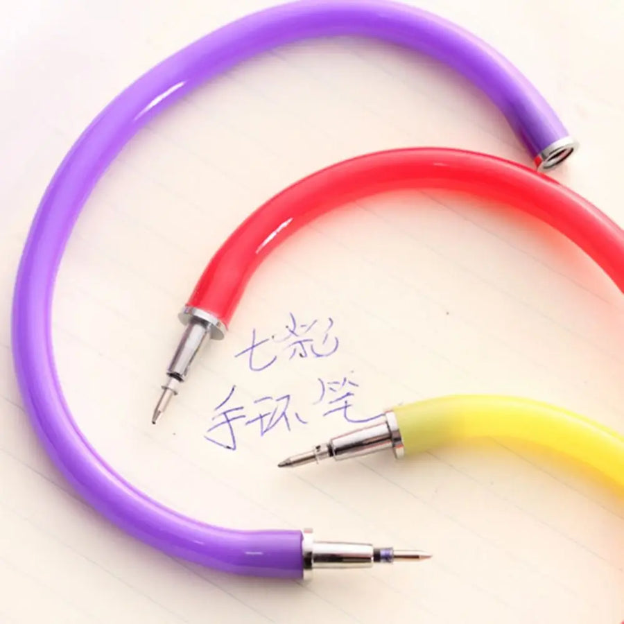 1PC Random Color Creative Bangle Bracelet Bending Circle Ballpoint Pen Wristband Gel Pen Student Gift Stationery Writing Tools