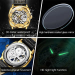 OLEVS 6651 Top Brand Men Watches Fashion Dress Automatic Mechanical Wristwatch Wateproof Luminous Hollow Flywheel Watch for man